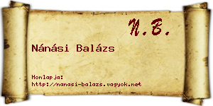 Nánási Balázs névjegykártya
